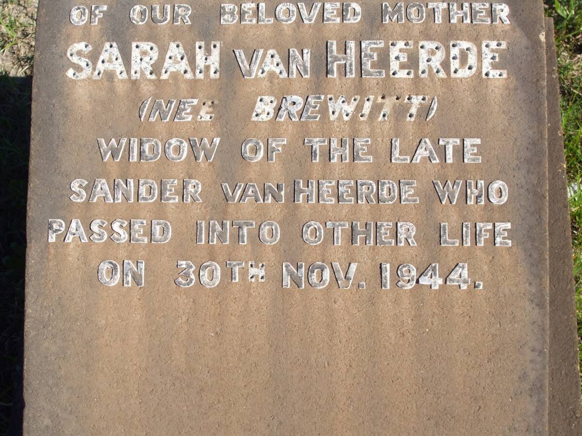 HEERDE Sarah, van nee BREWITT 1944