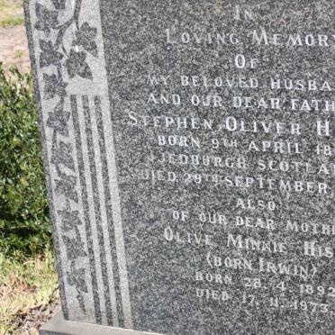 HISLOP Stephen Oliver 1886-1954 &amp; Olive Minnie IRWIN 1892-1973
