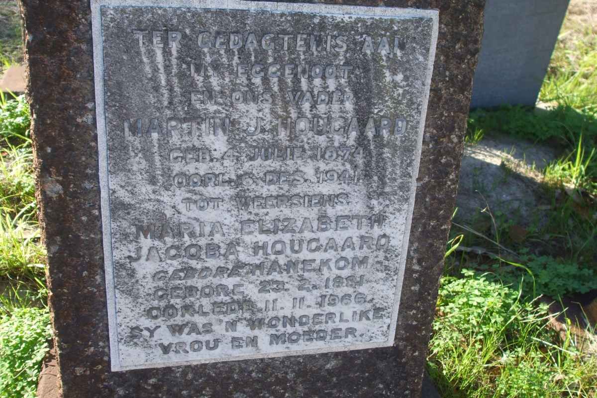 HOUGAARD Martin J. 1874-1941 &amp; Maria Elizabeth Jacoba HANEKOM 1891-1966