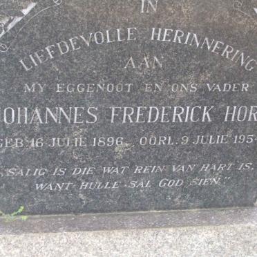 HORN Johannes Frederick 1896-1954