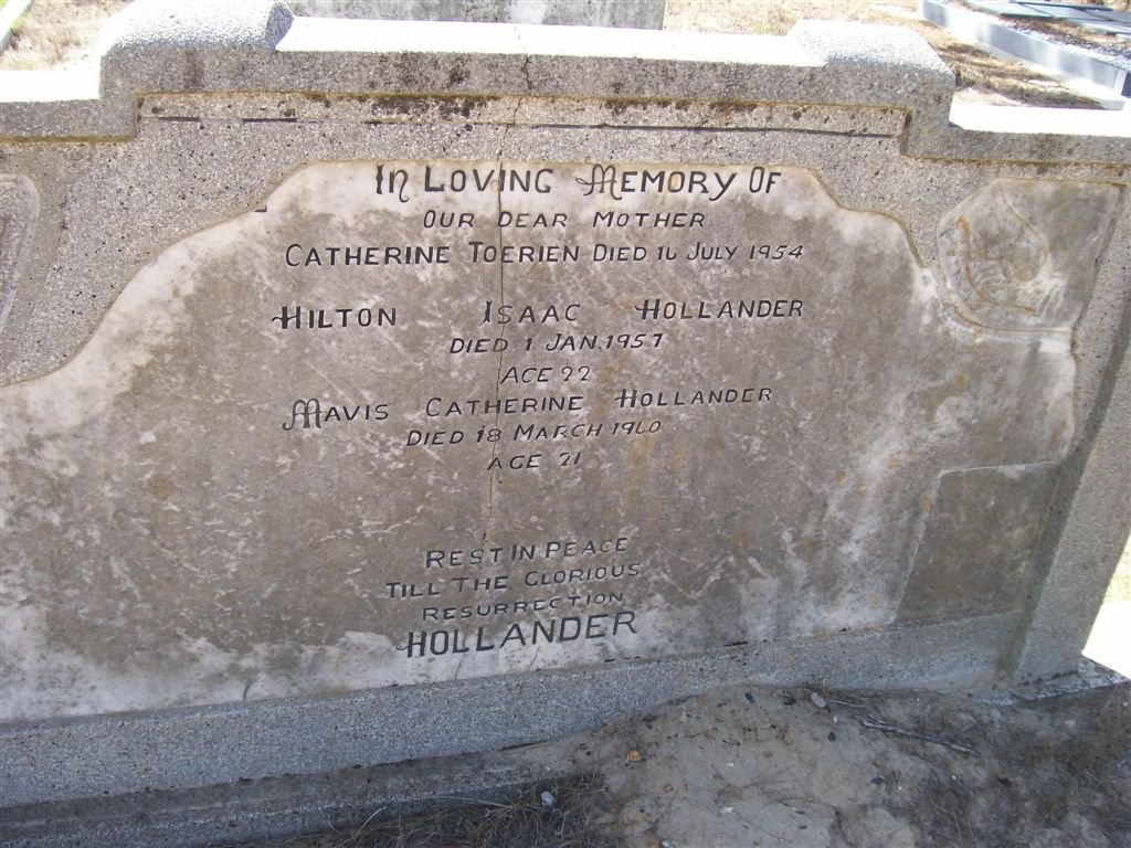 HOLLANDER Hilton Isaac -1957 :: TOERIEN Catherine  -1954 :: HOLLANDER Mavis Catherine  -1960