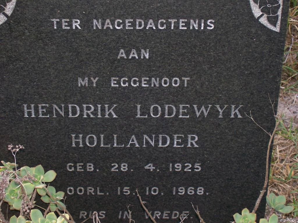 HOLLANDER Hendrik Lodewyk 1925-1968