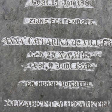 HORAK Anna Catharina nee DE VILLIERS 1798-1876