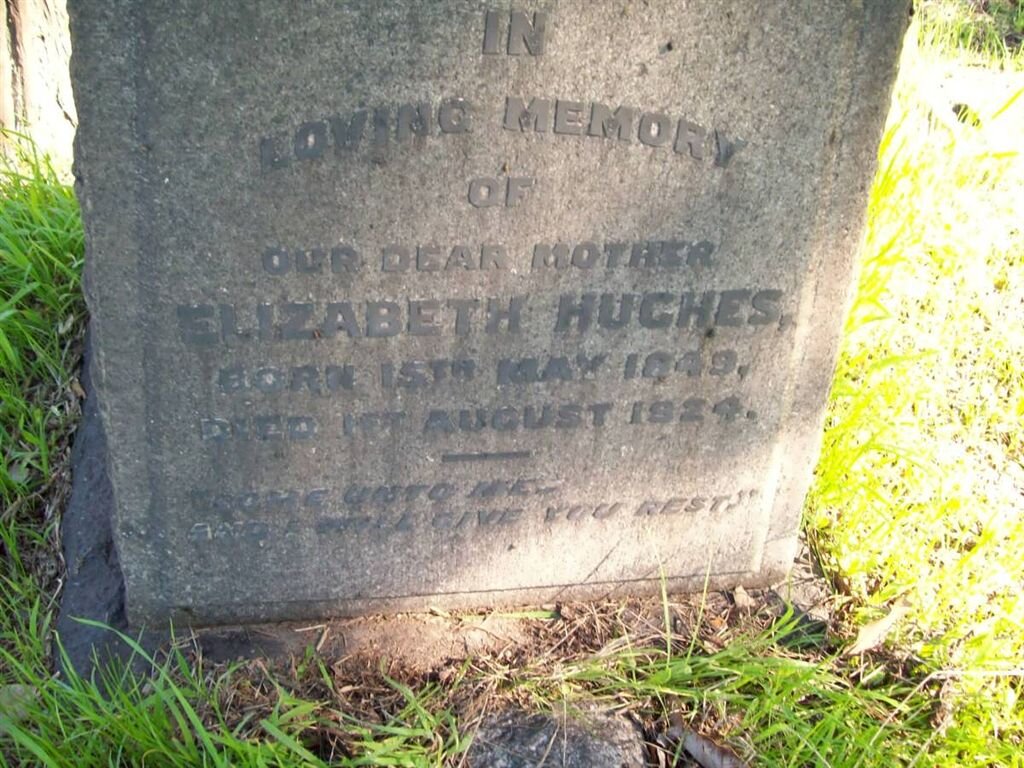 HUGHES Elizabeth 1849-1924