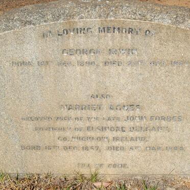 IRWIN George 1890-1963 :: FORBES Harriet Agnes 1857-1944