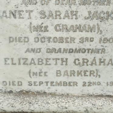 JACKSON Janet Sarah nee GRAHAM -1904 :: GRAHAM Elizabeth nee BARKER -1905