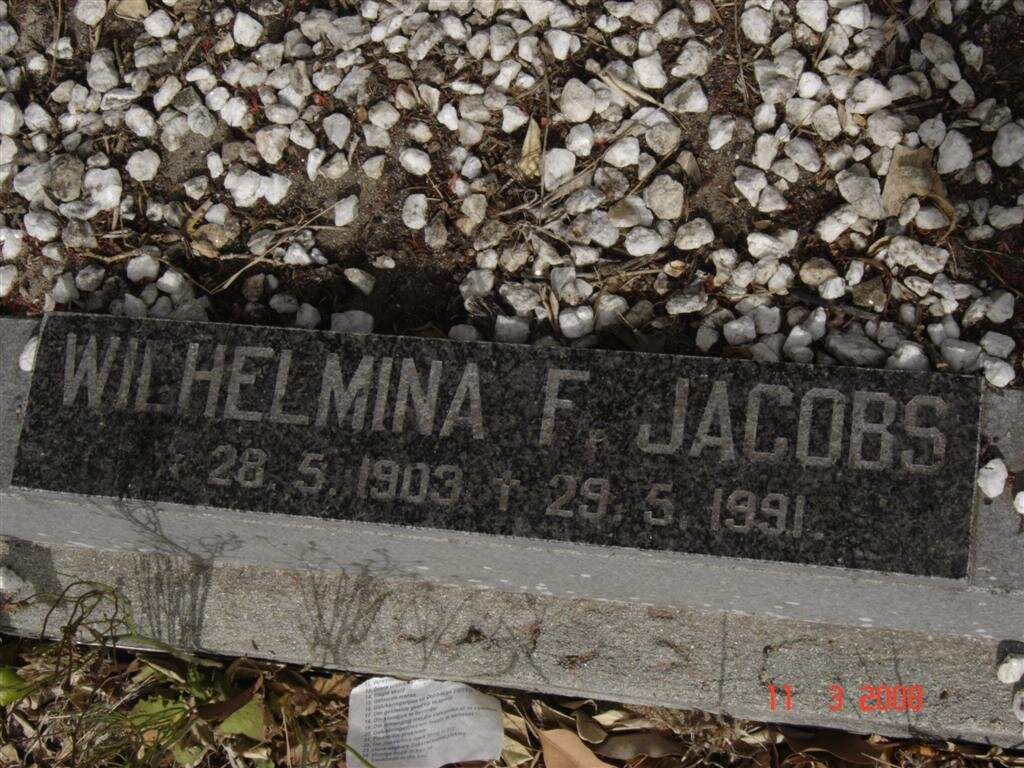 JACOBS Wilhelmina F. 1903-1991