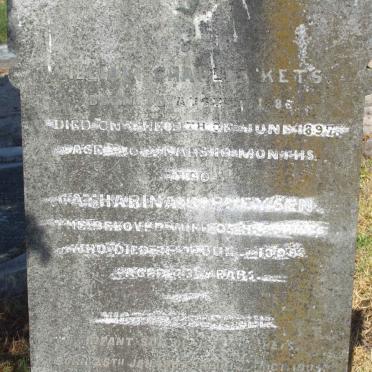 KETS Catharina nee EYSEN ?? :: KETS William Charles 18?? -1897  :: KETS Victor Russell 1905-1905