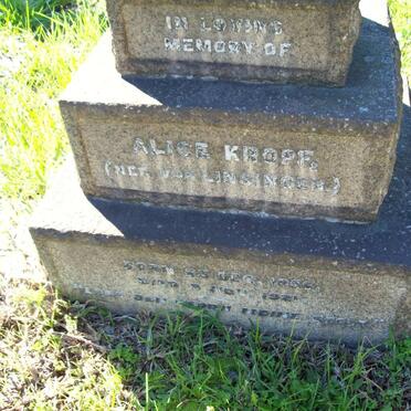 KROPF Alice nee VAN LINSINGER 1856-1921