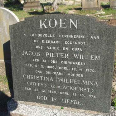 KOEN Jacob Pieter Willem 1880-1970 &amp; Christina Wilhelmina ACKHURST 1886-1975