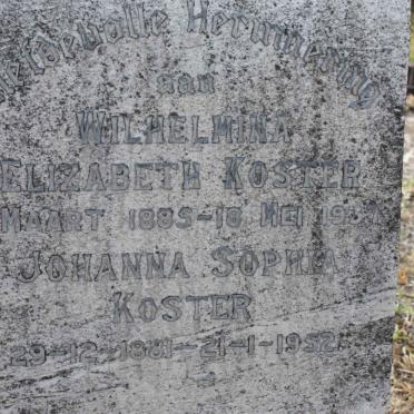 KOSTER Wilhelmina Elizabeth 1885-1937 :: KOSTER Johanna Sophia 1881-1952