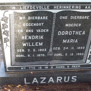 LAZARUS Hendrik Willem 1903-1970 &amp; Dorothea Maria 1899-1982