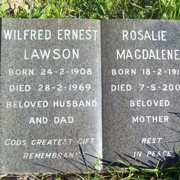 LAWSON Wilfred Ernest 1908-1969 &amp; Rosalie Magdalene 1913-2005