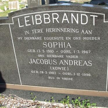LEIBBRANDT Jacobus Andreas 1903-1996 &amp; Sophia 1910-1967