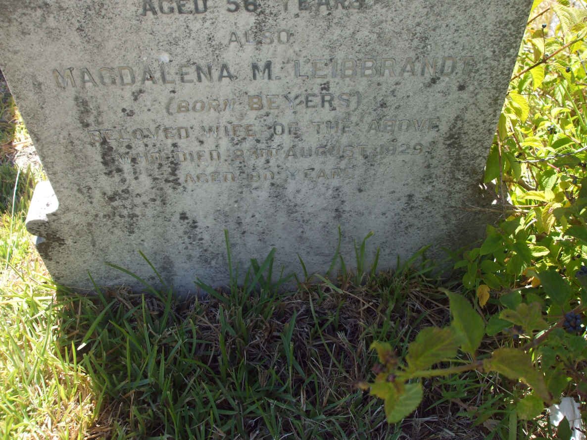 LEIBBRANDT Magdalena M. nee BEYERS -1929