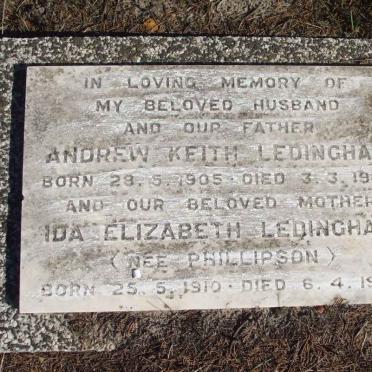 LEDINGHAM Andrew Keith 1905-1965 &amp; Ida Elizabeth PHILLIPSON 1910-1977