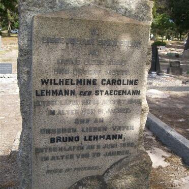 LEHMANN Bruno -1953 &amp; Wilhelmine Caroline STAEGEMANN -1948