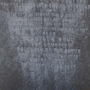 BOND Dorothea nee LOMBARD -1938