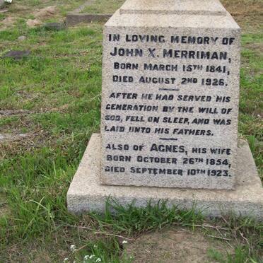 MERRIMAN John X. 1841-1926 &amp; Agnes 1854-1923