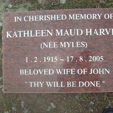 HARVEY Kathleen Maud nee MYLES 1915-2005