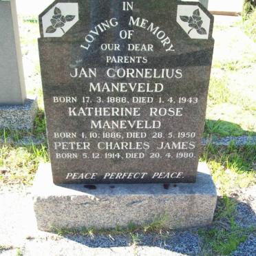 MANEVELD Jan Cornelius 1888-1943 &amp; Katherine Rose 1886-1950 :: JAMES Peter Charles 1914-1980