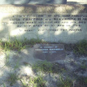 MARINELLI Armando 1907-1971 :: ? David Francois -19?? &amp; Gertruida Elsie -19??