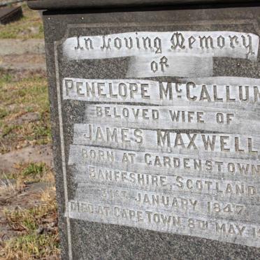 MAXWELL Penelope nee McCALLUM 1847-1904