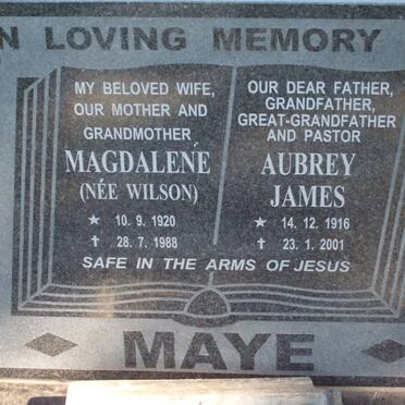 MAYE Aubrey James 1916-2001 &amp; Magdaléne WILSON 1920-1988