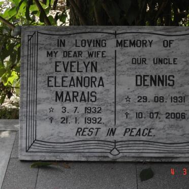 MARAIS Evelyn Eleanora 1932-1992 :: ?  Dennis 1931-2006
