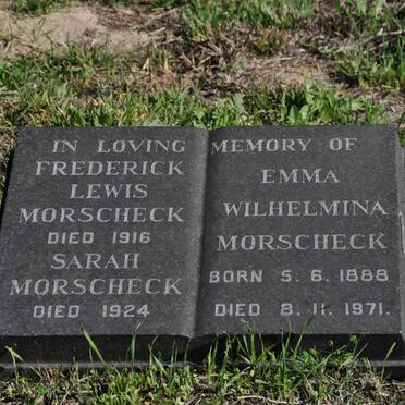 MORSCHECK Frederick Lewis -1916 :: MORSCHECK Sarah -1924 :: MORSCHECK Emma Wilhelmina 888-1971