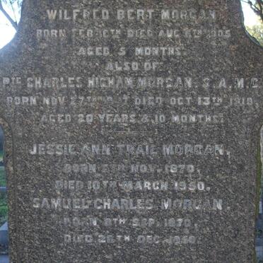 MORGAN Wilfred Bert -1905 :: MORGAN Charles Higham -1919 :: MORGAN Samuel Charles 1870-1950 &amp; Jessie Ann Trail 1870 -1950