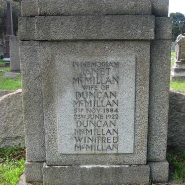 McMILLAN Janet 1884-1922