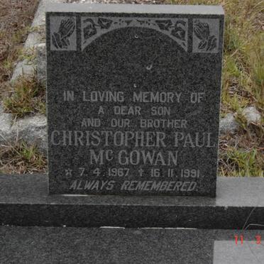 McGOWAN Christopher Paul 1967-1991