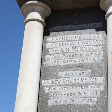 Mc KENZIE Andrew Ritchie -1911 &amp; Catherine Ann -1903