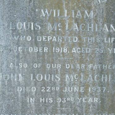 McLACHLAN William Louis -1918 :: McLACHLAN John Louis -1937