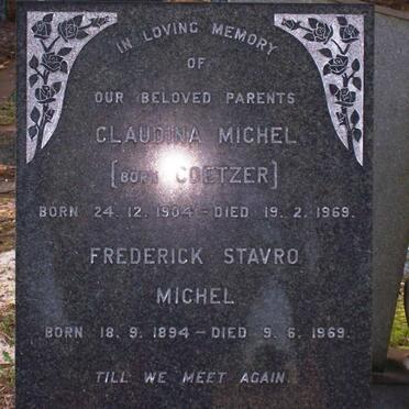 MICHEL Frederick Stavo 1894-1969 &amp; Claudina COETZER 1904-1969