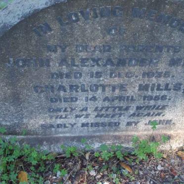 MILLS John Alexander -1935 &amp; Charlotte -1956