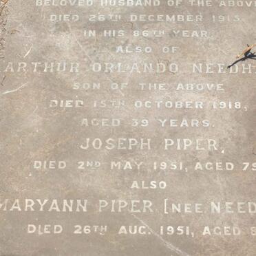 NEEDHAM Arthur Orlando -1918 :: PIPER Joseph -1951 &amp; Maryann NEEDHAM -1951