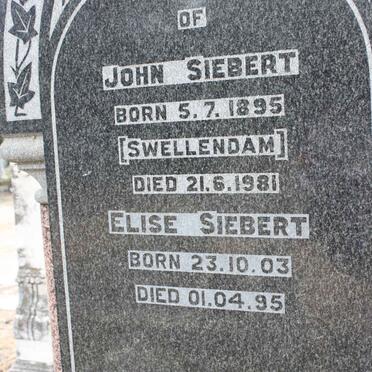 SIEBERT John 1895-1981 &amp; Elise 1903-1995