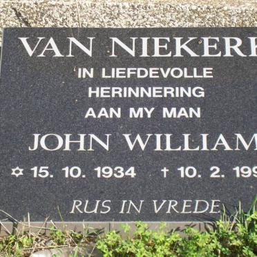 NIEKERK John William,van 1934-1996