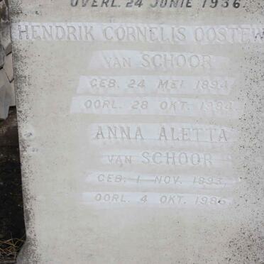 SCHOOR Hendrik Cornelis Oostewald, van 1894-1984 :: SCHOOR Anna Aletta, van 1893-1986