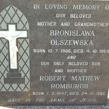 OLSZEWSKA Bronislawa 1906-1969 :: ROMBURGH Robert Mathew 1947-1982