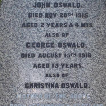 OSWALD John -1935 &amp; Christina -1913 :: OSWALD John -1915 :: OSWALD George -1918 :: OSWALD Ruth -1928