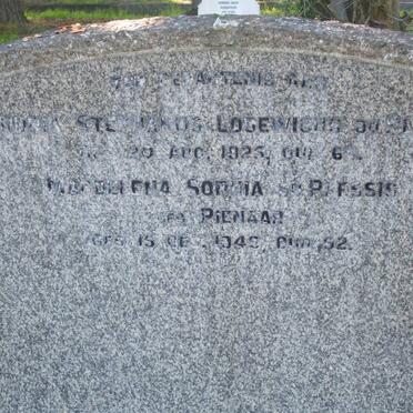 PLESSIS Hendrik Stephanus Lodewicus, du -1925 &amp; Magdalena Sophia PIENAAR -1949