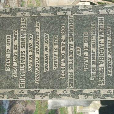 PRINS Johannes Albertus -1933 &amp; Helena Jacoba -1931 :: PRINS Stephanus Sebastianus -1957