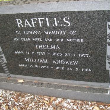 RAFFLES William Andrew 1924-1986 &amp; Thelma 1933-1977