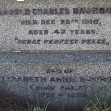 RAWBONE Harold Charles 1885-1968 &amp; Elizabeth Annie BAILEY 1887-1983