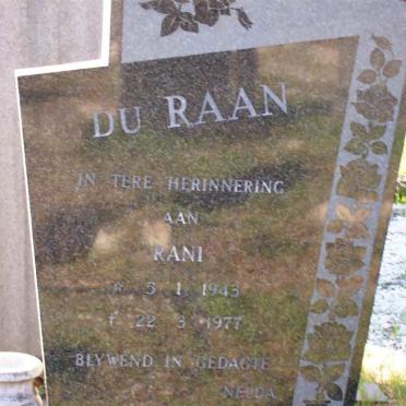 RAAN Rani, du 1943-1977