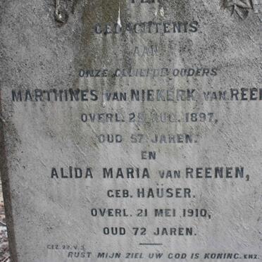 REENEN Marthines van Niekerk, van -1897 &amp; Alida Maria HAUSER -1910