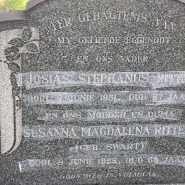 RITTER Josias Stephanus -1951 &amp; Susanna Magdalena SWART -1955